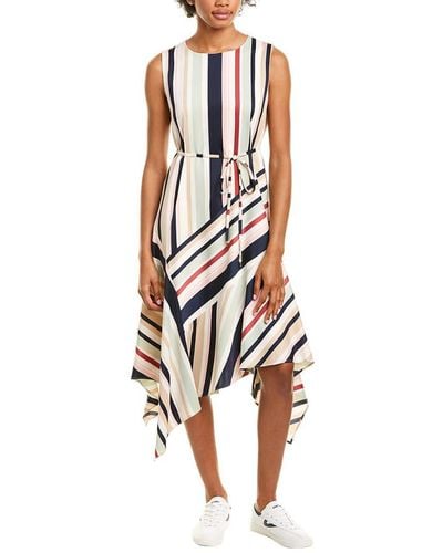 Maggy London Stripe Charmeuse Fit And Flare - White