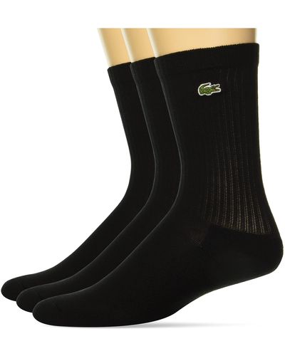 Lacoste Mens Tube 3 Multi Pack Solid Jersey Ankle Socks - Black