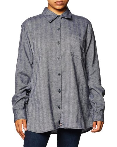 Dickies Long Sleeve Plaid Flannel Shirt - Gray