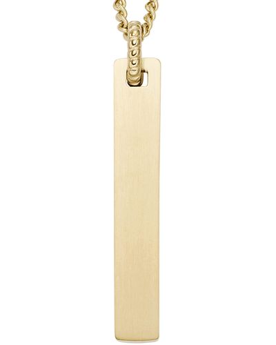 Fossil Stainless Steel Gold Engravable Pendant Necklace - Metallic