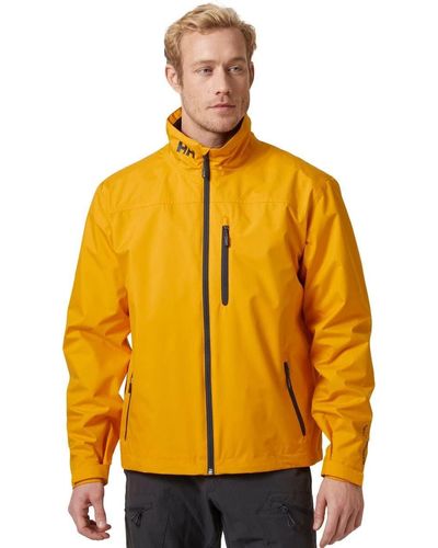 Helly Hansen Crew Midlayer Fleece Lined Waterproof Windproof Rain Jacket - Yellow