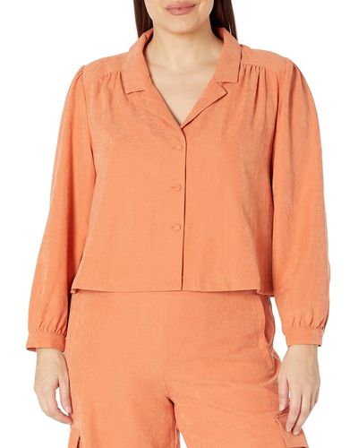 Kendall + Kylie Kendall + Kylie Button Up Crop Blouse - Orange