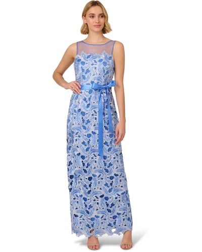 Adrianna Papell Tonal Lace Dress - Blue