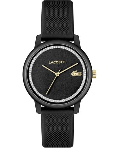 Lacoste L.12.12 Go 3h Quartz Water-resistant Fashion Watch With Black Dilicone Strap