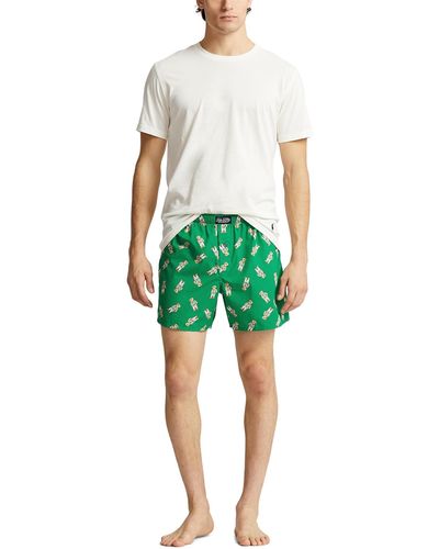 Polo Ralph Lauren Classic Fit Cotton Woven Boxer & Short Sleeve Crew Set White/cruise Navy Pp Lg - Green