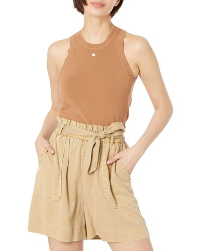 The Drop Gina Fitted Sleeveless High-neck Cut-in Sweater Tank - Natural