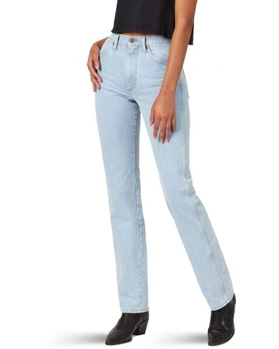 Wrangler Womens Cowboy Cut High Rise Slim Fit Tapered Leg Jeans - Blue
