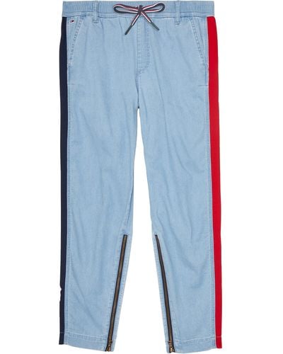 Tommy Hilfiger Womens Colorblock Denim Jogger With Zipper Closure Jeans - Blue