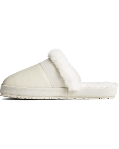 Sperry Top-Sider Cow Suede Slippers Featuring Full-grain Leather - White
