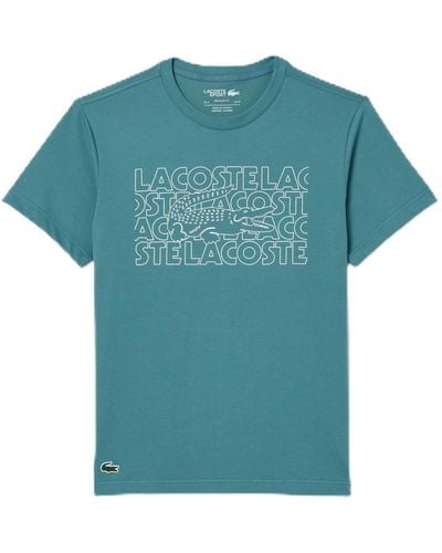 Lacoste Short Sleeve Regular Fit Sports Performance Graphic Tee Shirt - Blue