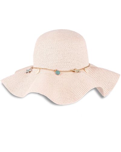 Jessica Simpson Wide Brim Straw Hat - Pink