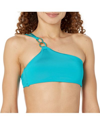 Trina Turk Standard One Shoulder Chain Bikini Top - Blue