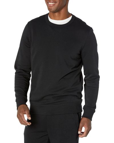 Amazon Essentials Leichtes langärmeliges Frottee-Sweatshirt mit Rundhalsausschnitt - Schwarz