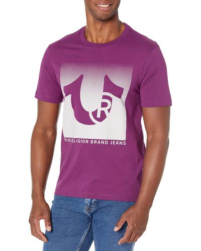True Religion Ss Ombre Box Tee T-shirt - Purple