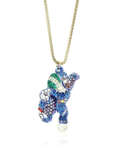 Betsey Johnson Elephant Long Pendant Necklace - Blue