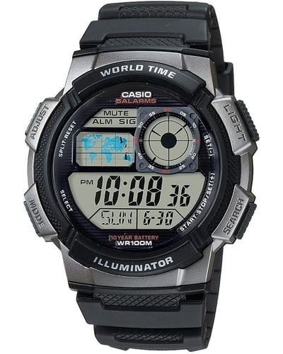 G-Shock Ae1000w-1bvcf Silver-tone And Black Digital Sport Watch With Black Resin Band