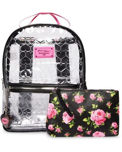 Betsey Johnson Clear Backpack With Pouch - Black