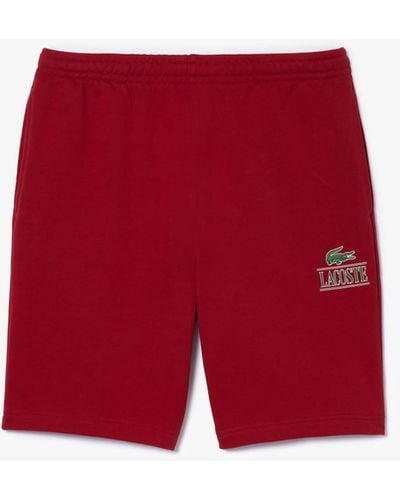 Lacoste Regular Fit Adjustable Waist Shorts W/medium Croc Graphic Near The Bottom Of The Leg - Red