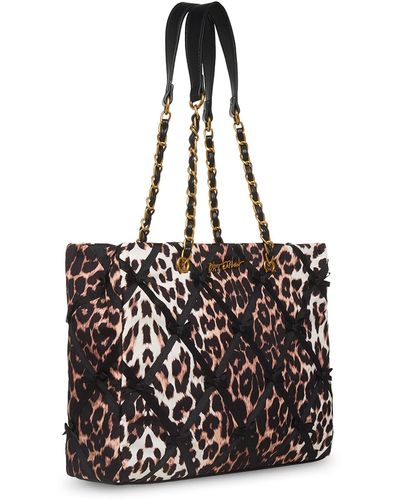 Betsey Johnson Tote Borsa Donna Tabloid | Stampa Giornale Nero/Bianco | Capiente Per Laptop E Accessori