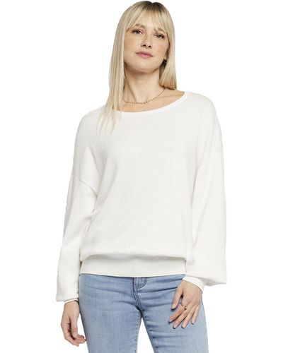 NYDJ Dolman Sleeve Boat Neck Sweater - White