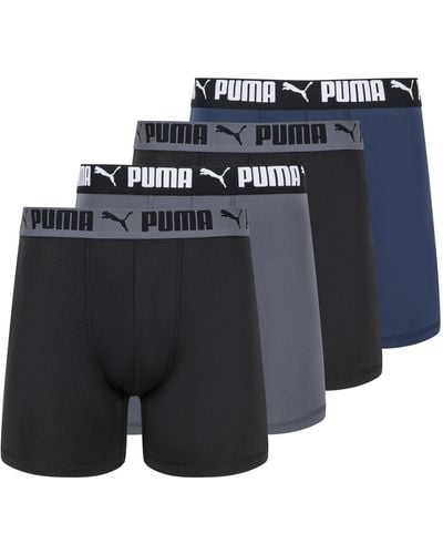 PUMA 4 Pack Active Stretch Boxer Briefs - Blue