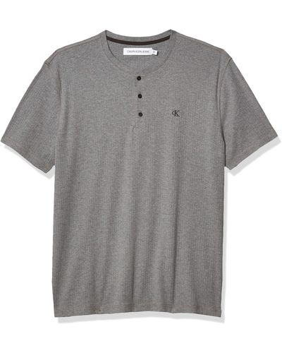 Calvin Klein Short Sleeve Henley Ribbed Logo T-shirt - Multicolor