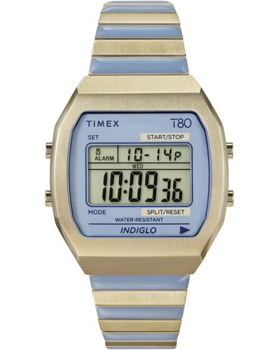 Timex Gold-tone Expansion Band Blue Dial Gold-tone - Gray