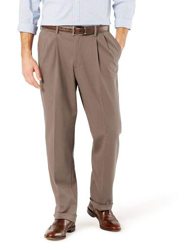 Dockers Iron Free Khaki D3 Classic Fit Pleated Pant - Brown