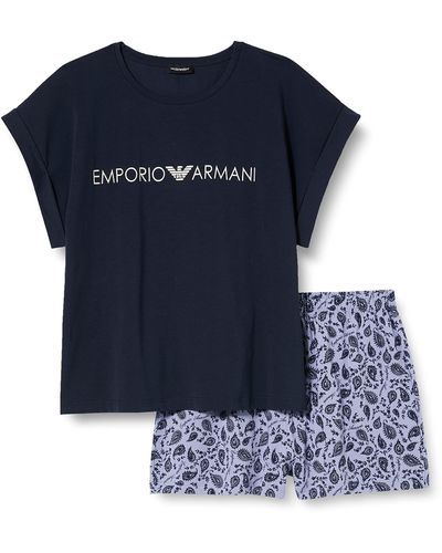 Emporio Armani Cotton Pajama Set - Blue
