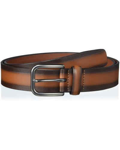 Perry Ellis Casual Leather Belt With Embossed Pattern - Black