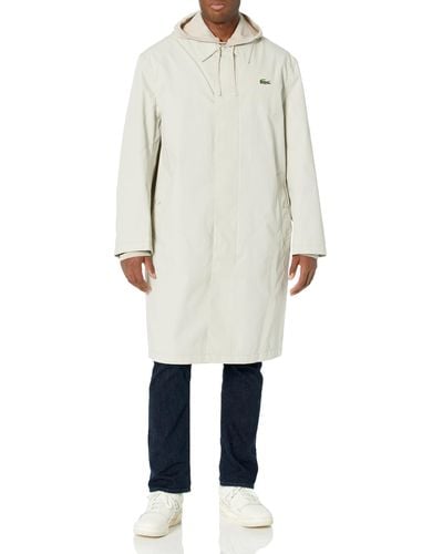 Lacoste Long Sleeve Front Pocket Trench Coat - Natural