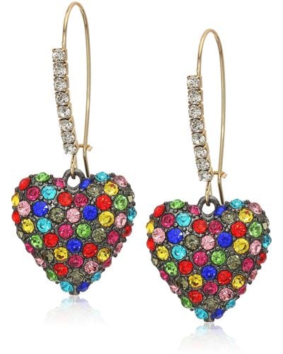 Betsey Johnson Heart Sheppard Hook Earrings - Multicolor