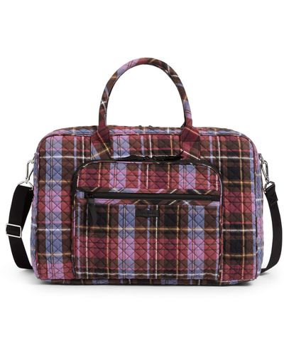 Vera Bradley Cotton Lay Flat Weekender Travel Bag - Purple