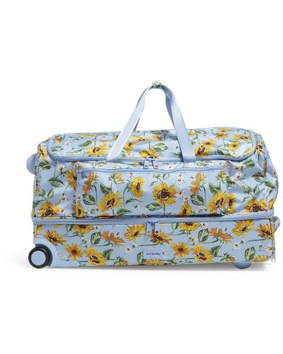 Vera Bradley Recycled Lighten Up Reactive Xl Foldable Rolling Duffle Luggage - Blue