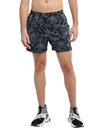Champion Mvp, Total Support Pouch, Gym, Wicking Shorts, Liner,5", Crater Camo Black C Patch Logo, Large - Blue