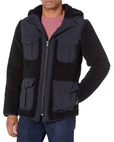 Lucky Brand Hooded Sherpa Jacket - Black