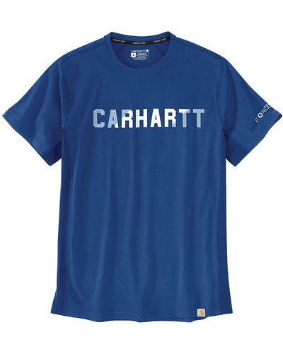 Carhartt Force Relaxed Fit Midweight Short-sleeve Block Logo Graphic T-shirt - Blue