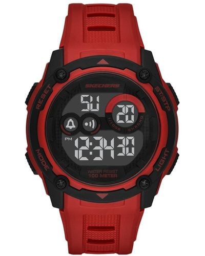Skechers Orologio sportivo Atwater Digital Chronograph da uomo - Rosso