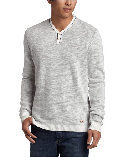 Converse By John Varvatos Long Sleeve Stripe Henley - Gray