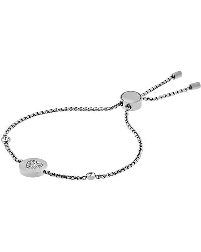 Michael Kors Womens Pavé Heart Sterling Silver Bracelet  MKC1118AN040   Watch Station