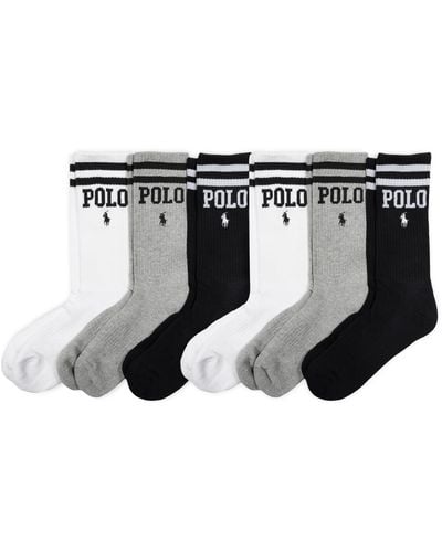 Polo Ralph Lauren Classic Sport Performance Cotton Crew Socks 6 Pair Pack - Black