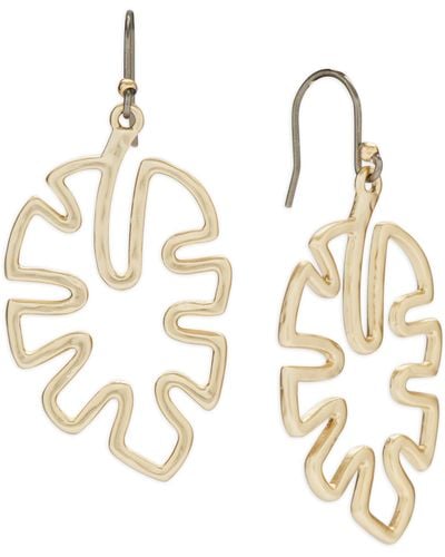 Lucky Brand Gold-tone Leaf Openwork Drop Earrings - Metallic