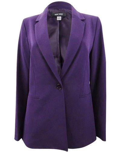 Nine West 1 Button Notch Collar Stretch Jacket - Purple