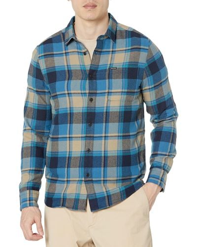 Volcom Regular Caden Plaid Long Sleeve Flannel Shirt - Blue