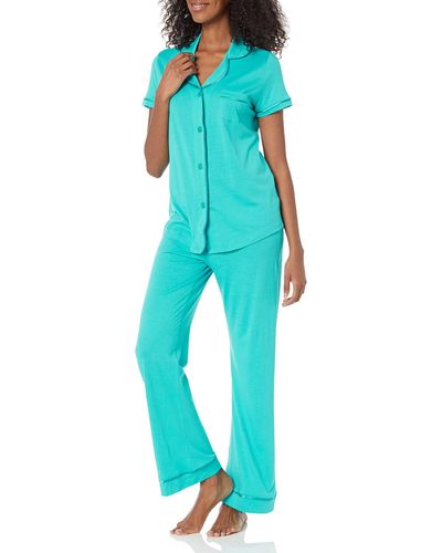 Cosabella Plus Size Bella Short Sleeve Top & Pant Pajama Set - Blue
