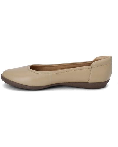 Naturalizer S Flexy Comfortable Slip On Round Toe Ballet Flats ,beige Leather ,8 M Us - Brown