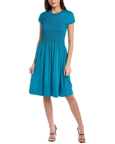 Trina Turk Jersey Dress With Smocked Bodice - Blue