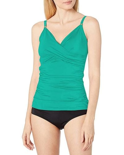 Calvin Klein Standard Tankini Swimsuit With Adjustable Straps And Tummy Control - Green
