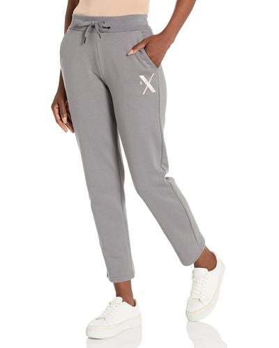 Emporio Armani A | X Armani Exchange Secret Garden Print Logo Cropped Sweatpants - Gray