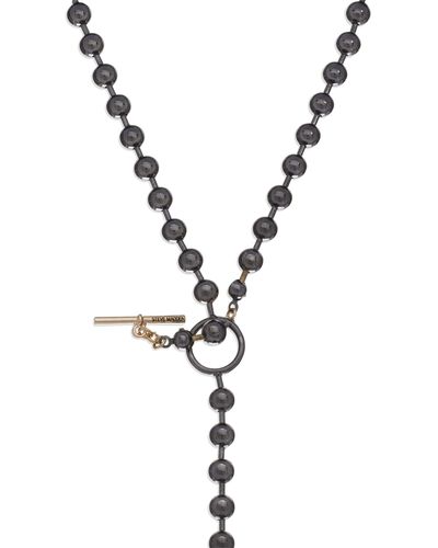 Steve Madden Ball Chain Y Necklace - Metallic